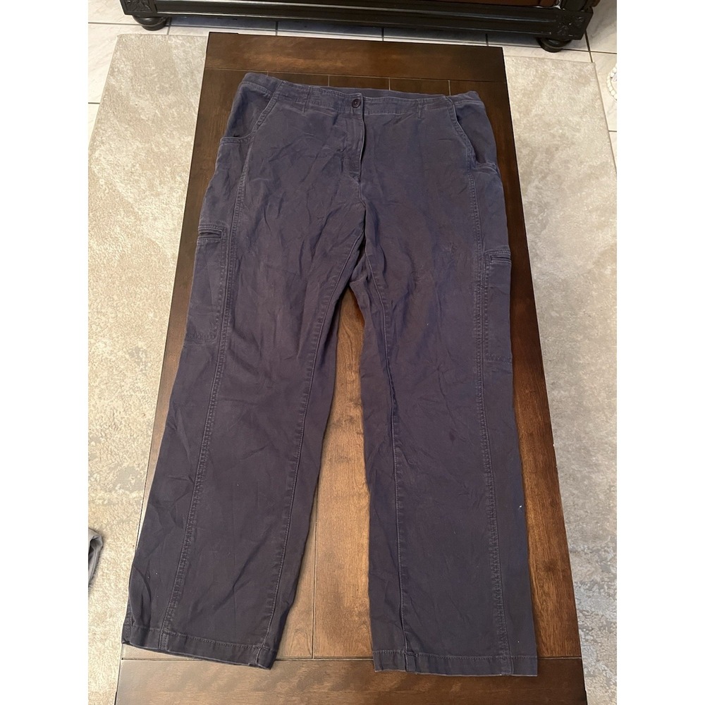 LL Bean Womens 16 Gray Denim Cargo Hiking Pants Pockets